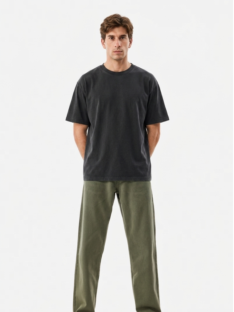 MENLEI Men Olive Green Straight Fit Jeans