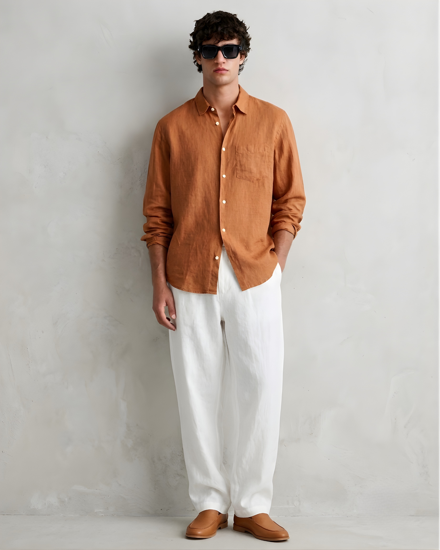 MENLEI F&N Co. Premium Copper Linen Cotton Shirt
