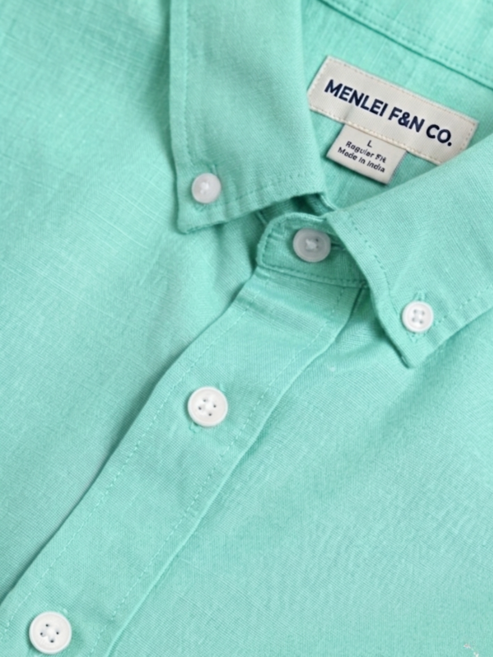 MEN LEI Men Mint Green Linen Blend Casual Shirt