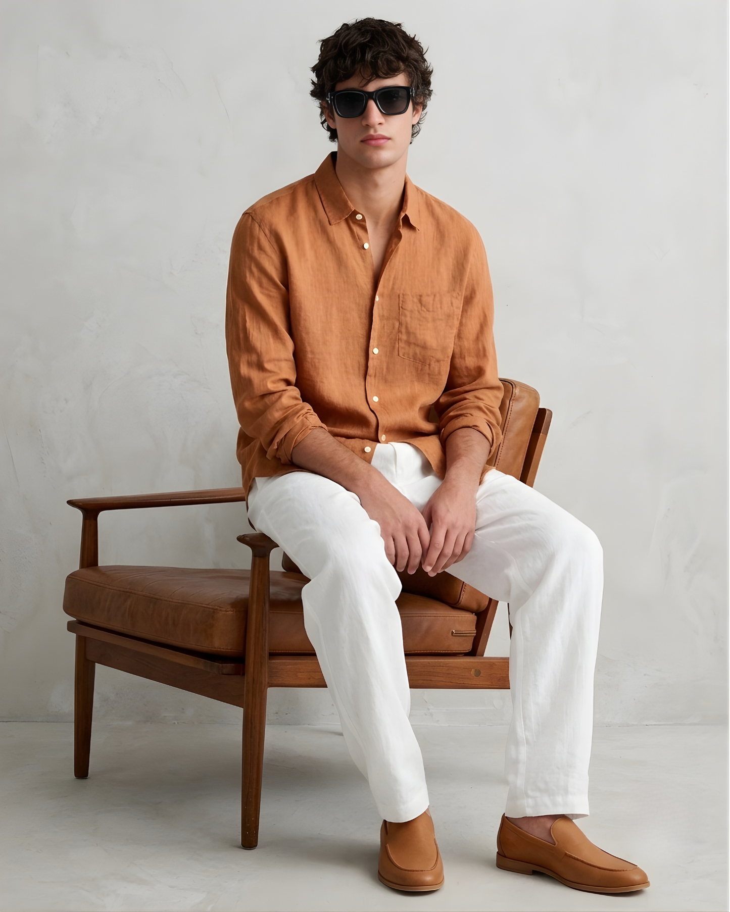 MENLEI F&N Co. Premium Copper Linen Cotton Shirt