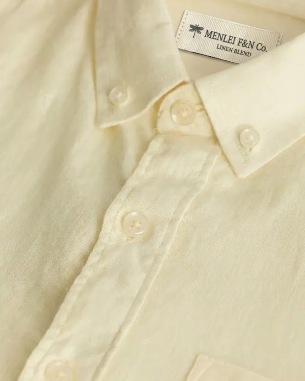 MENLEI Yellow Cream Linen Blend Shirt