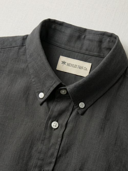 MEN LEI Men Charcoal Gray Linen Blend Casual Shirt