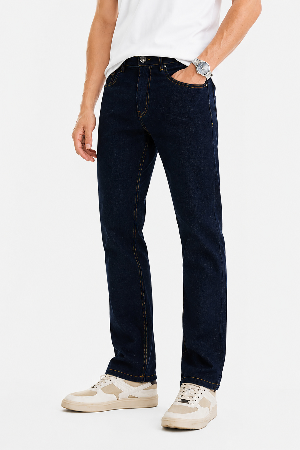 MEN LEI Men Plain Dark Blue Jeans