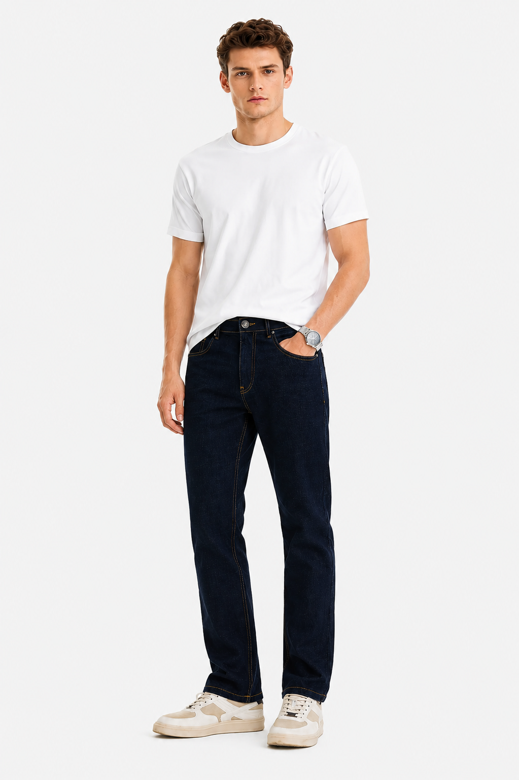 MEN LEI Men Plain Dark Blue Jeans