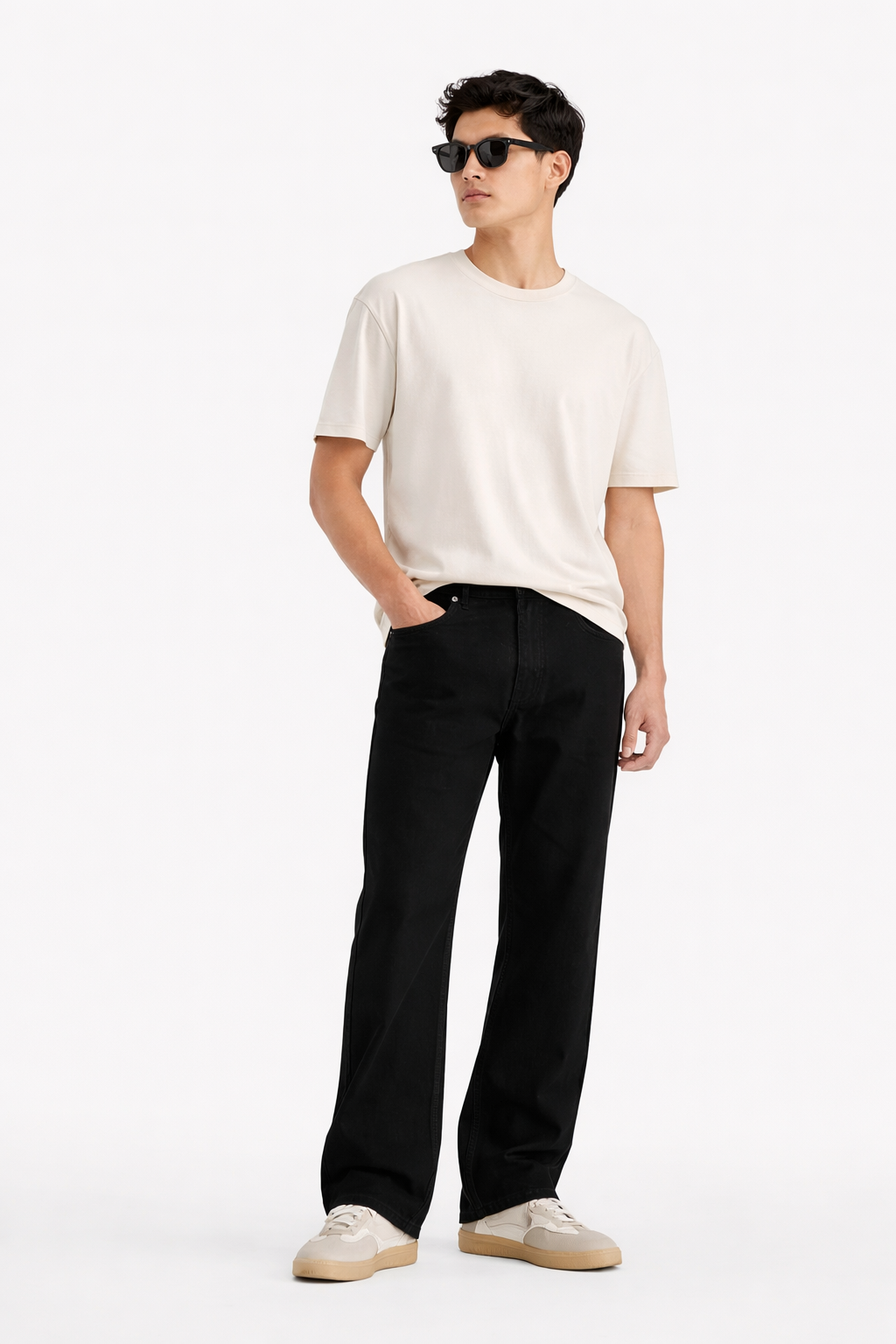 MENLEI Men Black Straight Fit Jeans