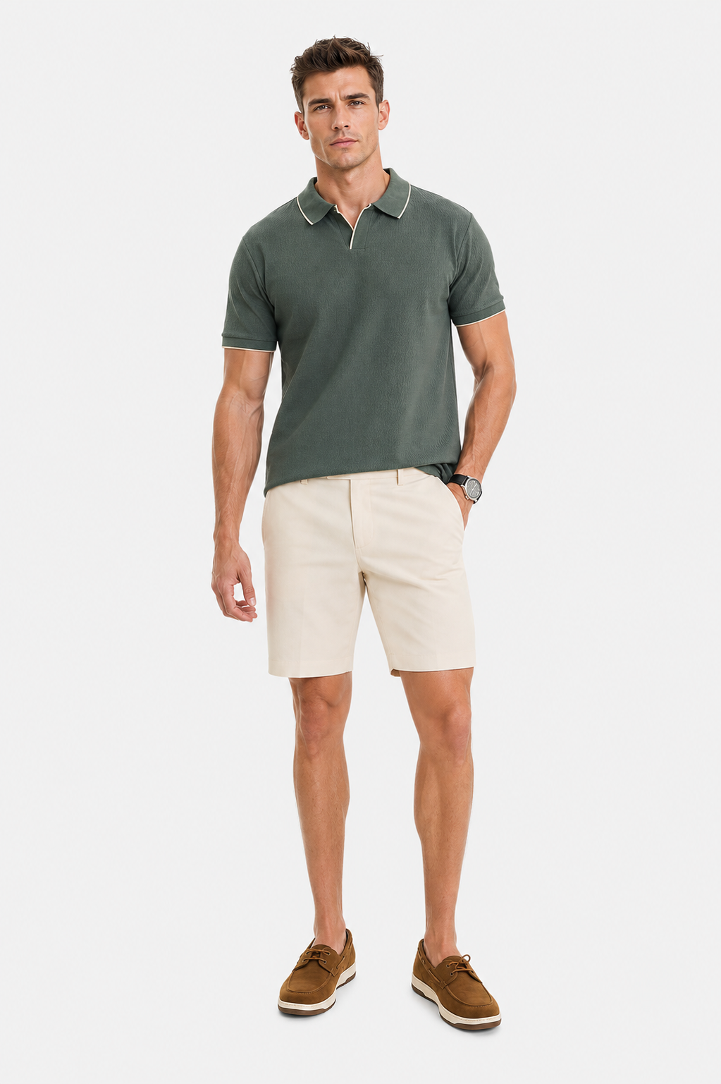 Menlei F&N Co. Men Regular Fit Textured Polo Neck Casual T-Shirt