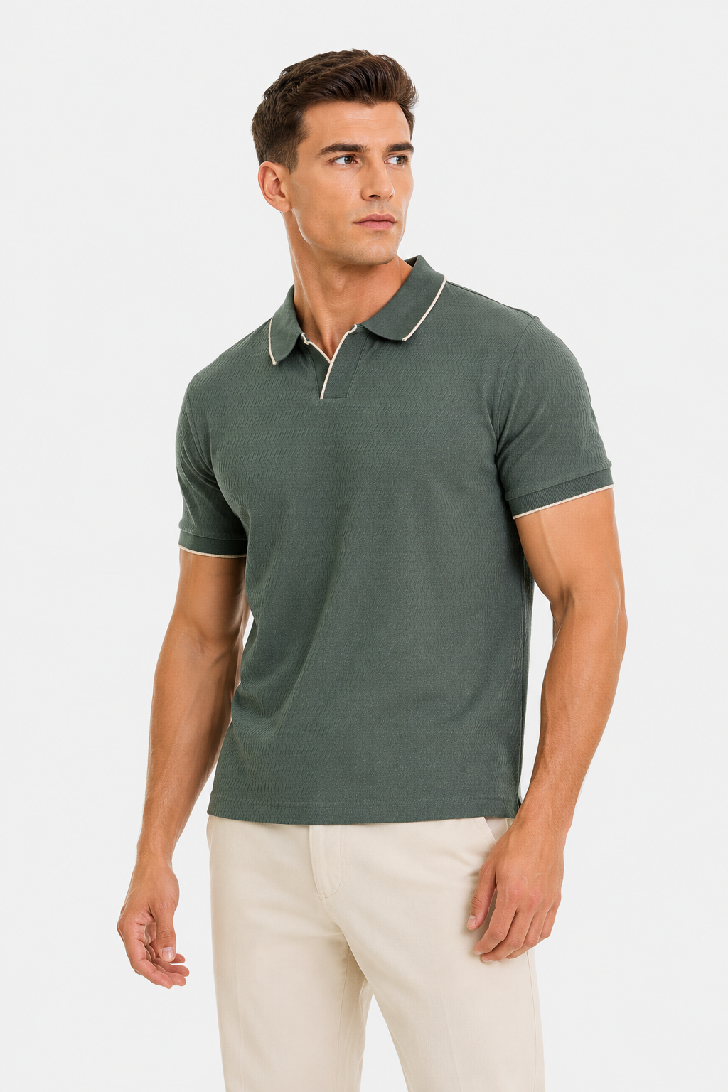 Menlei F&N Co. Men Regular Fit Textured Polo Neck Casual T-Shirt