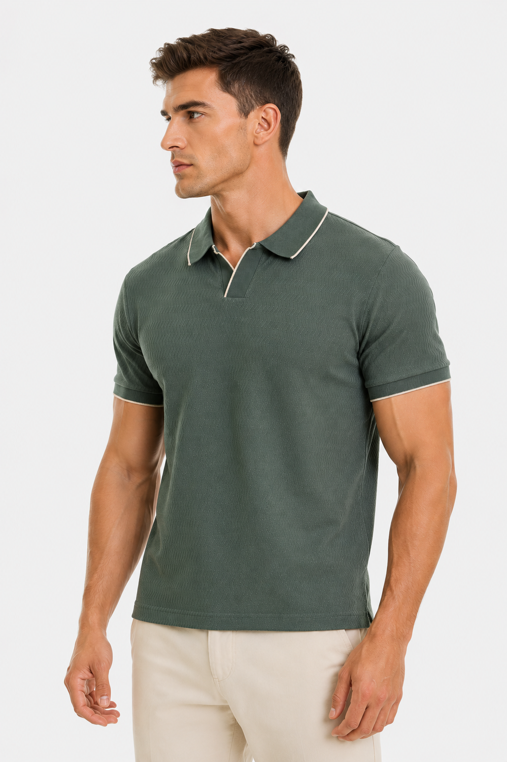 Menlei F&N Co. Men Regular Fit Textured Polo Neck Casual T-Shirt