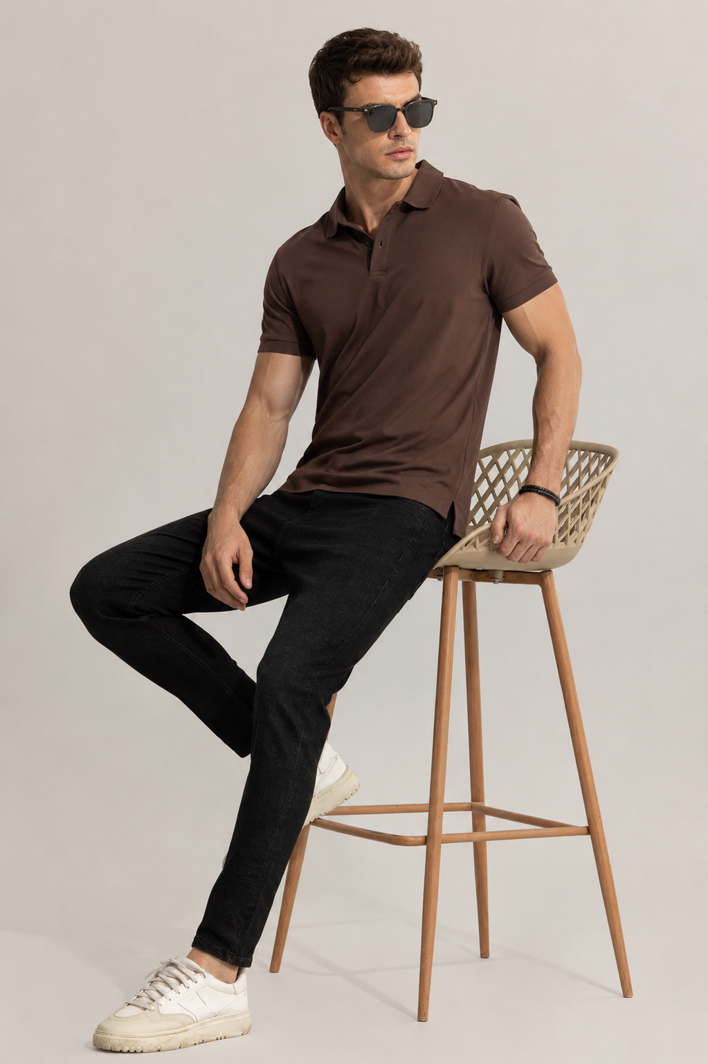 Menlei F&N Co. Men Solid Polo Neck Casual T-Shirt