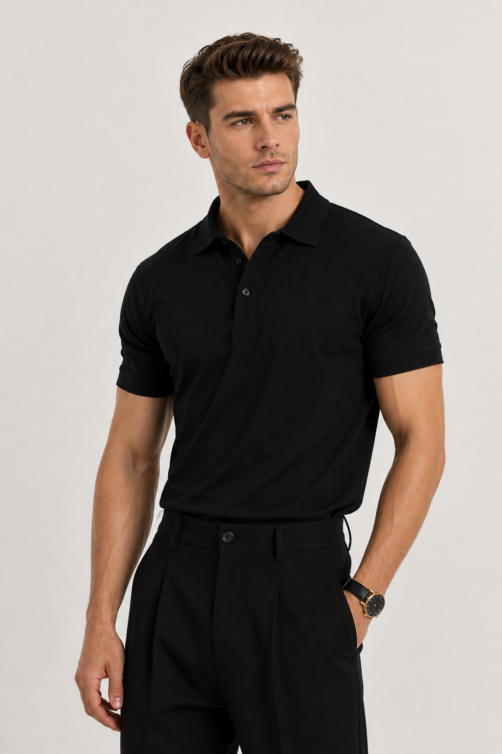 Menlei F&N Co. Men Solid Polo Neck Casual T-Shirt