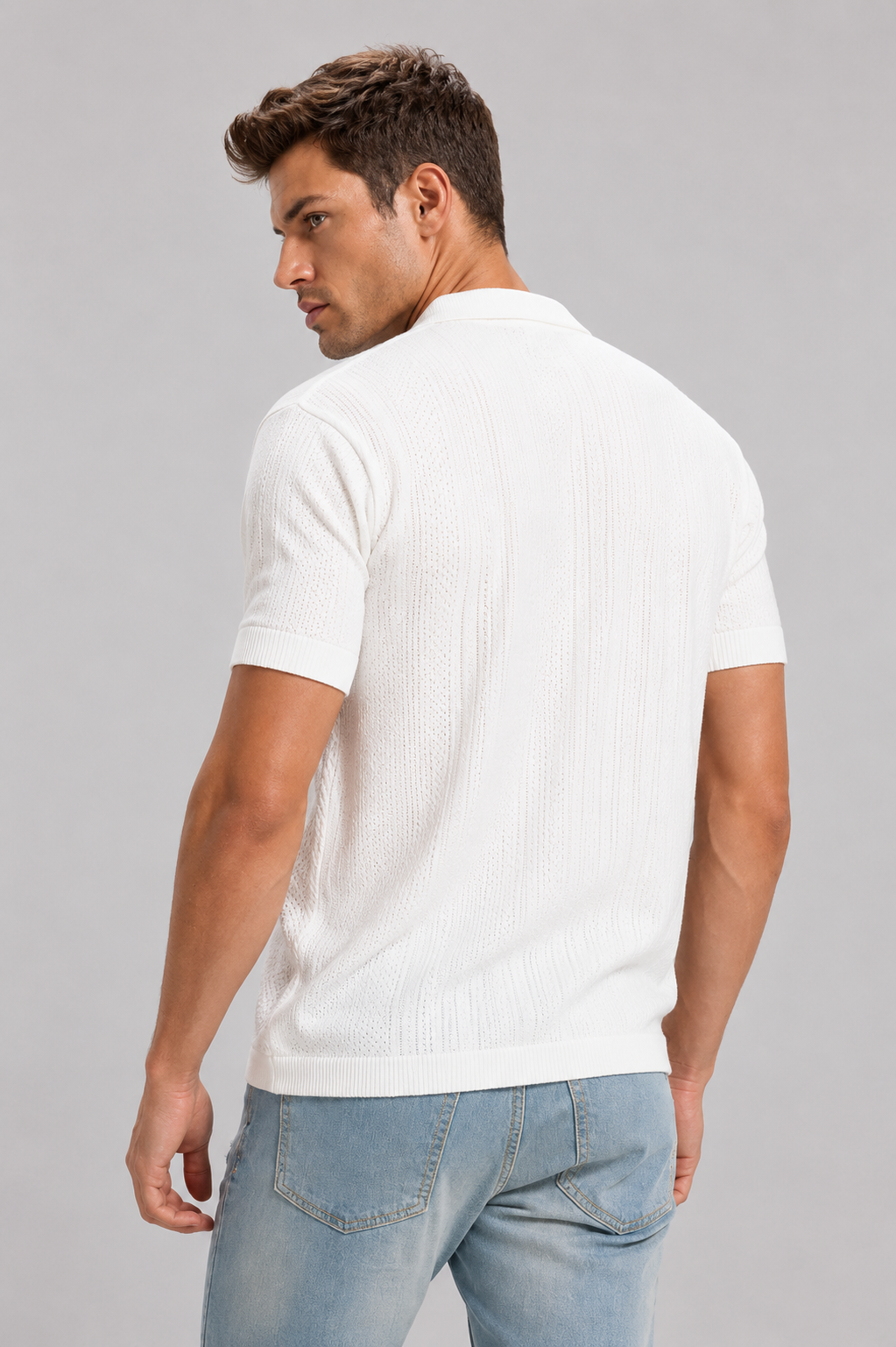 Menlei F&N Co. Men Self Design Polo Neck Casual T-Shirt