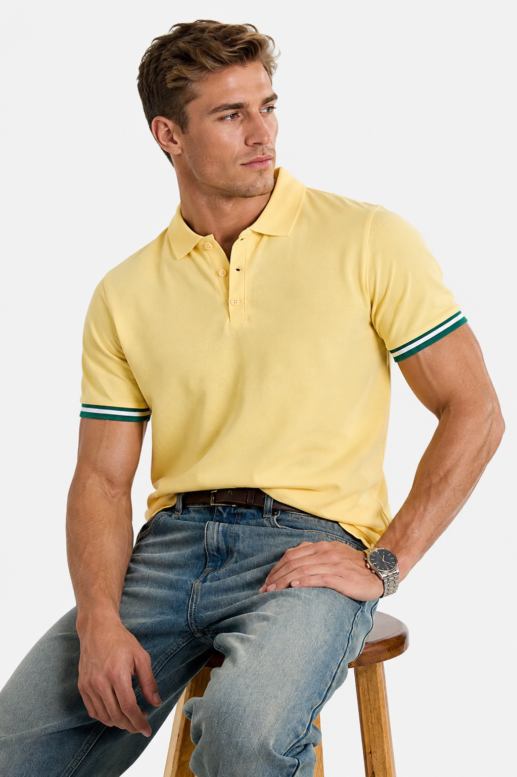 MENLIE F & CO Royal Crest Polo T-Shirt – Butter Yellow