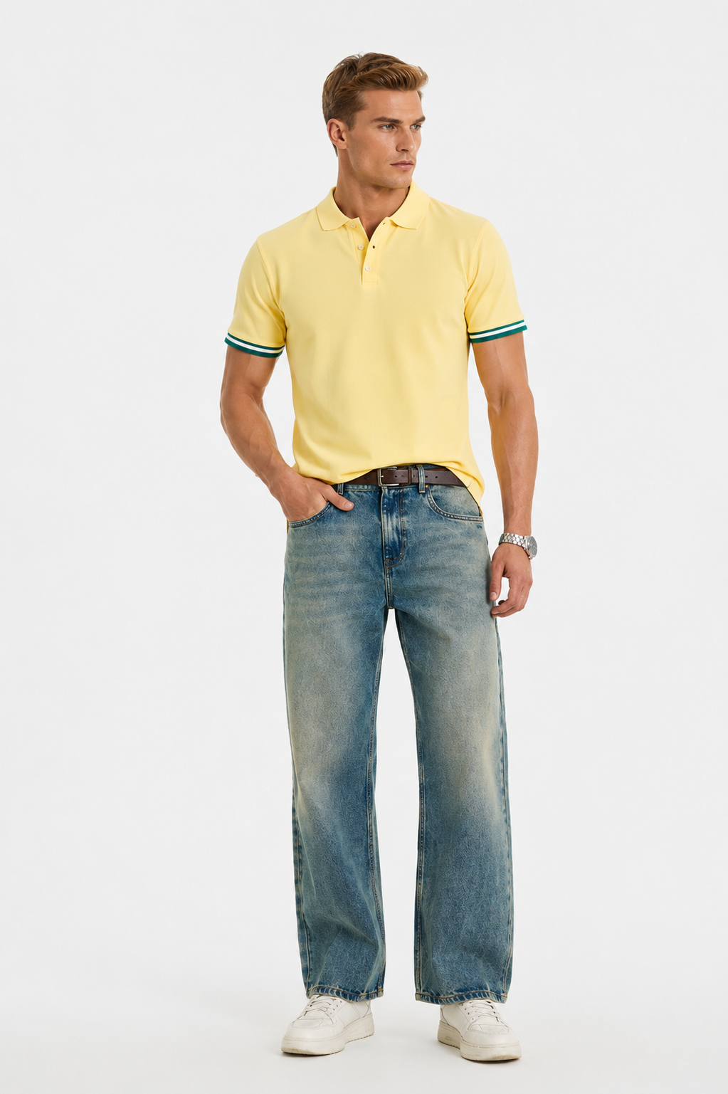 MENLIE F & CO Royal Crest Polo T-Shirt – Butter Yellow