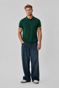 MENLIE F & CO Textured Knit Polo T-Shirt – Emerald Green