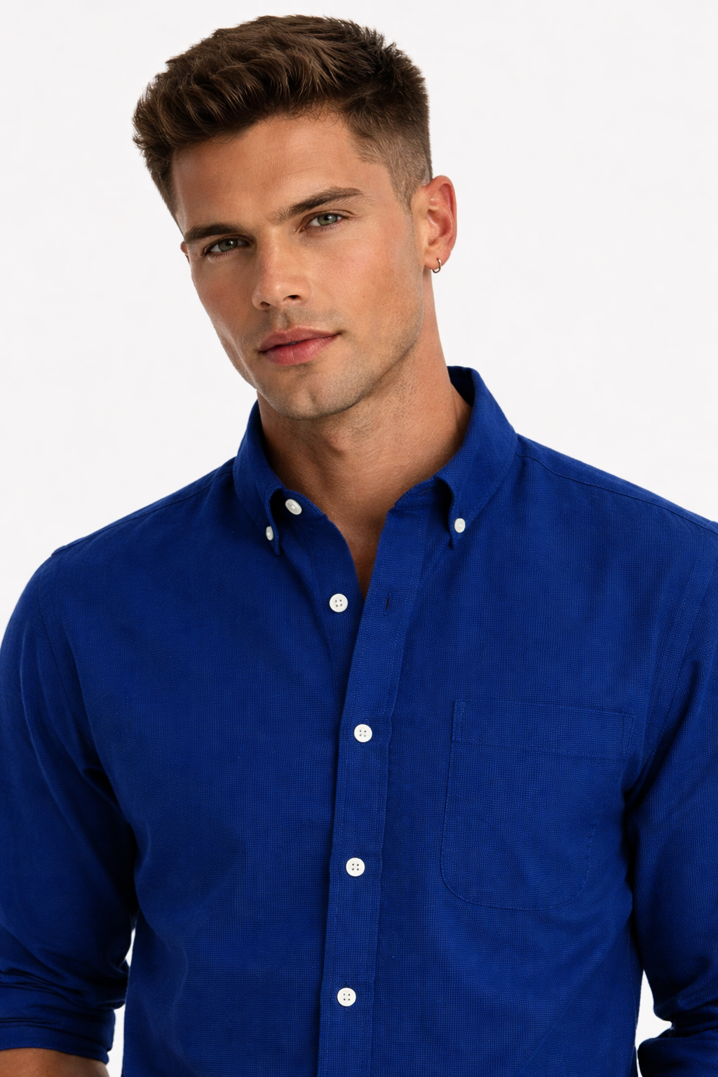 MENLIE F & CO Royal Blue Premium Linen Blend Shirt
