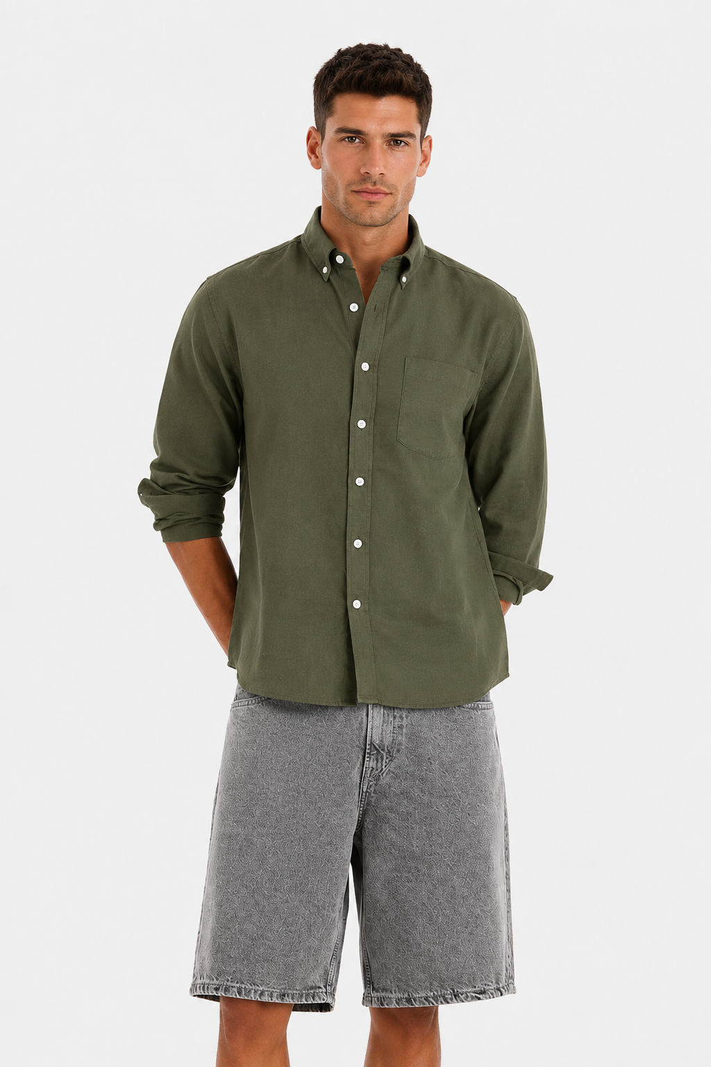 MENLIE F & CO. Olive Green Shirt