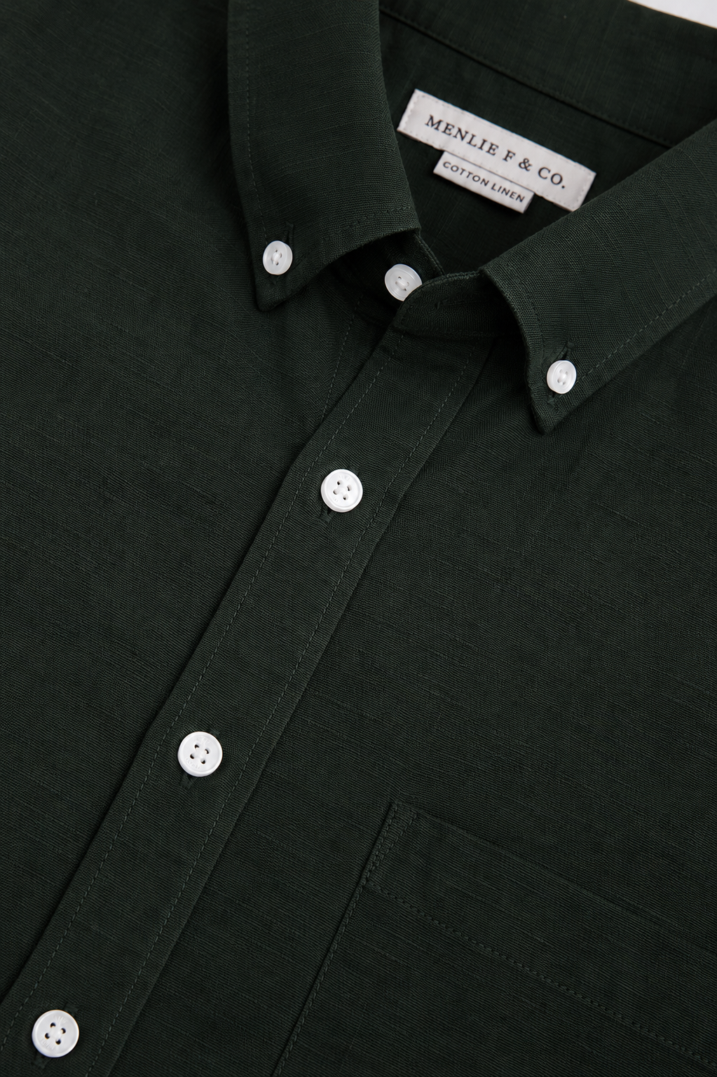 MENLIE F & CO Forest Green Cotton Linen Shirt