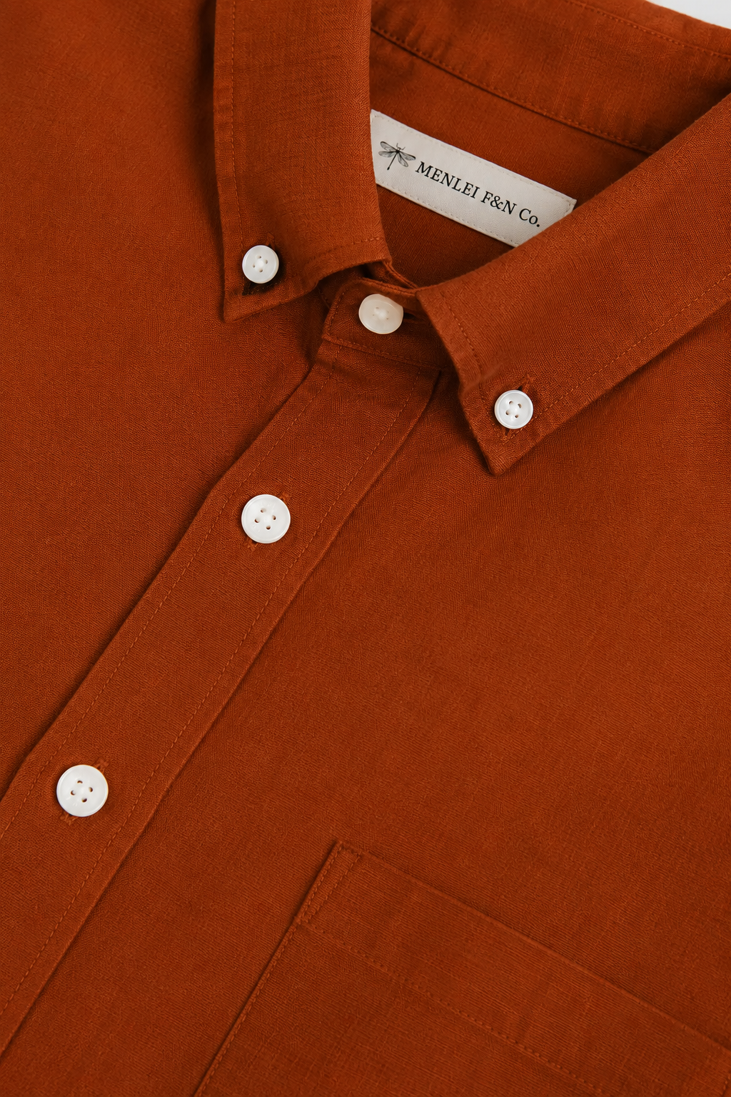 MENLEI F&N Co. Rust Orange Linen Blend Shirt