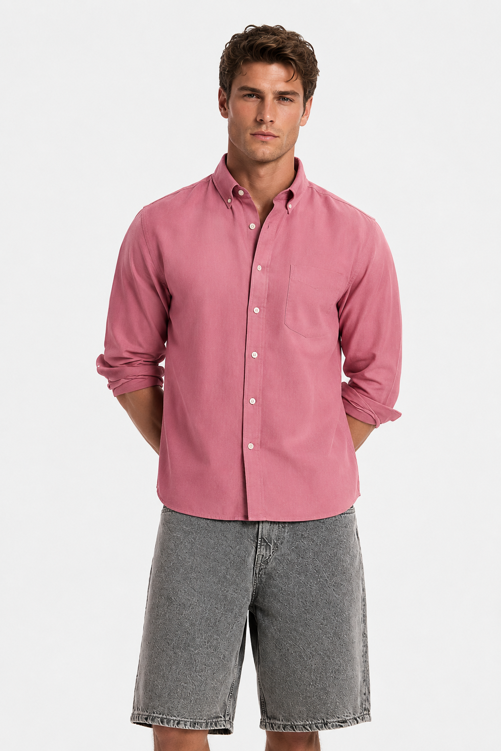 MENLEI F&N Co. Rose Pink Linen Cotton Shirt