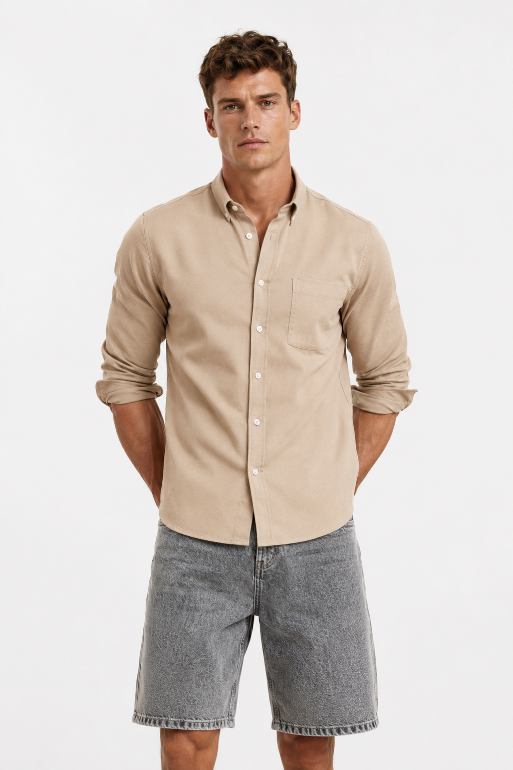 MENLEI F&N Co. Premium Tan Linen Shirt