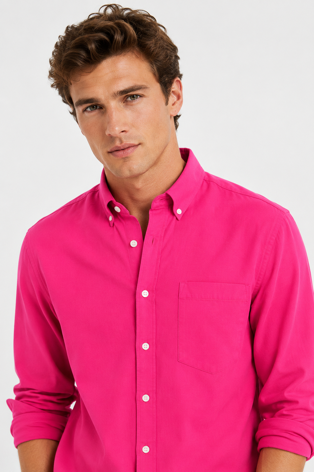 MENLEI F&N Co. Linen-Cotton Shirt Hot Pink