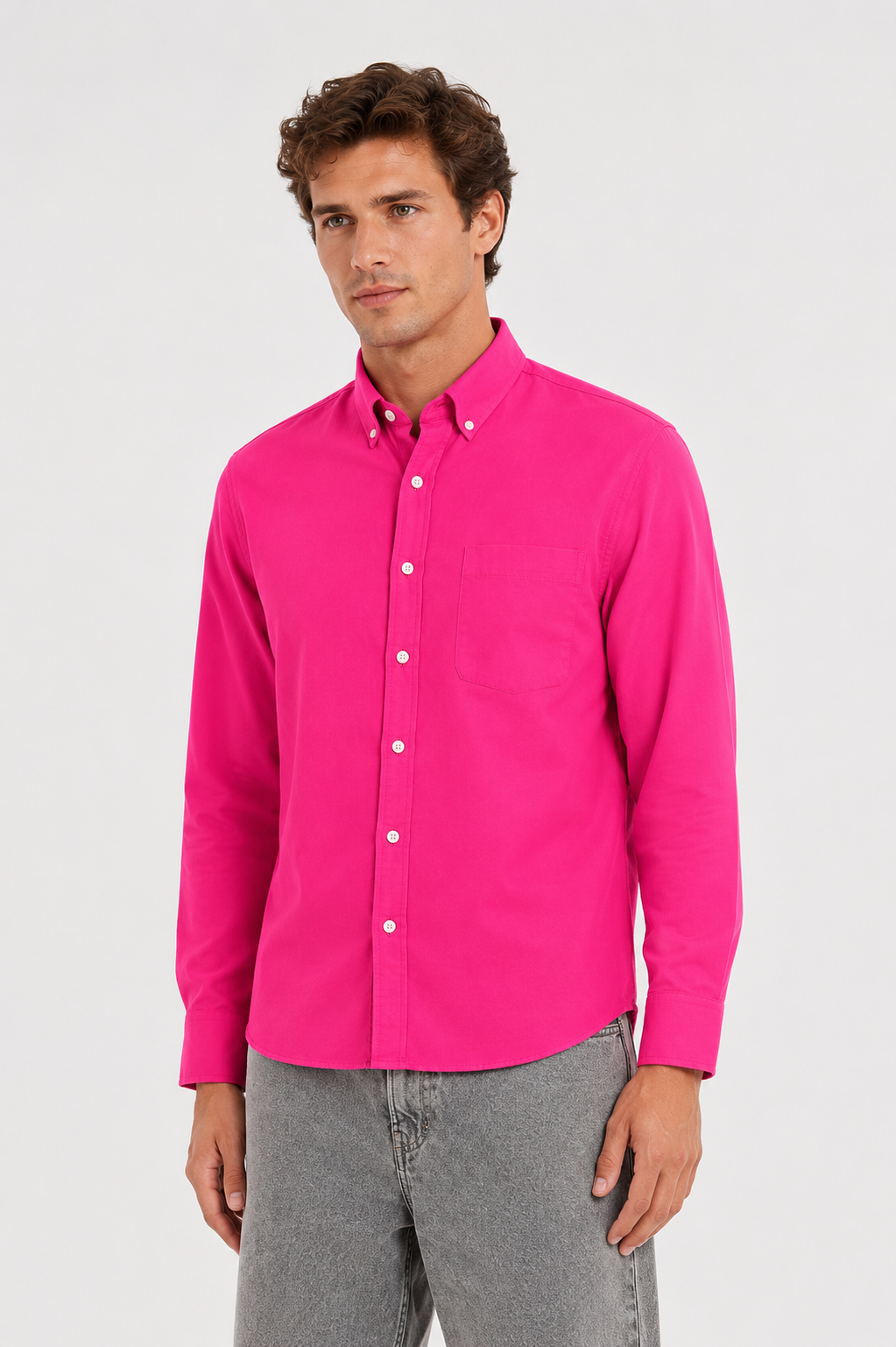 MENLEI F&N Co. Linen-Cotton Shirt Hot Pink