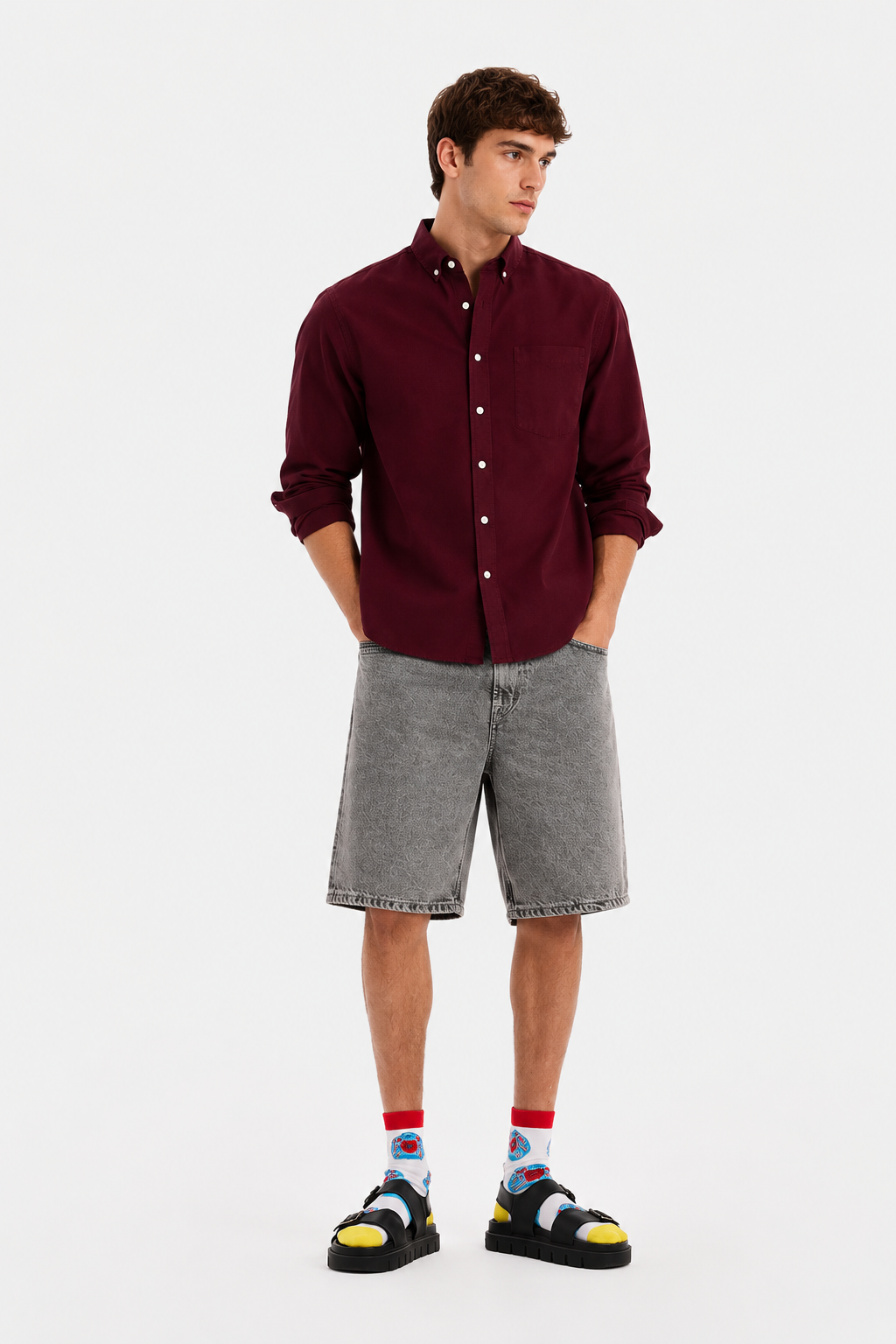 MENLIE F&CO Men’s Slim Fit Wine Red