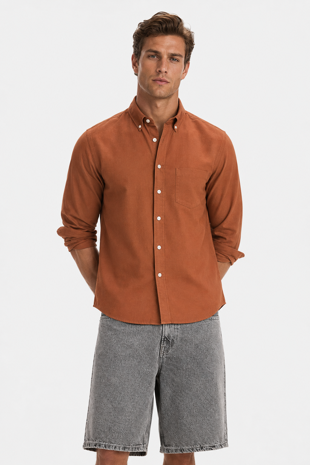 MENLEI F&N Co. Premium Copper Linen Cotton Shirt