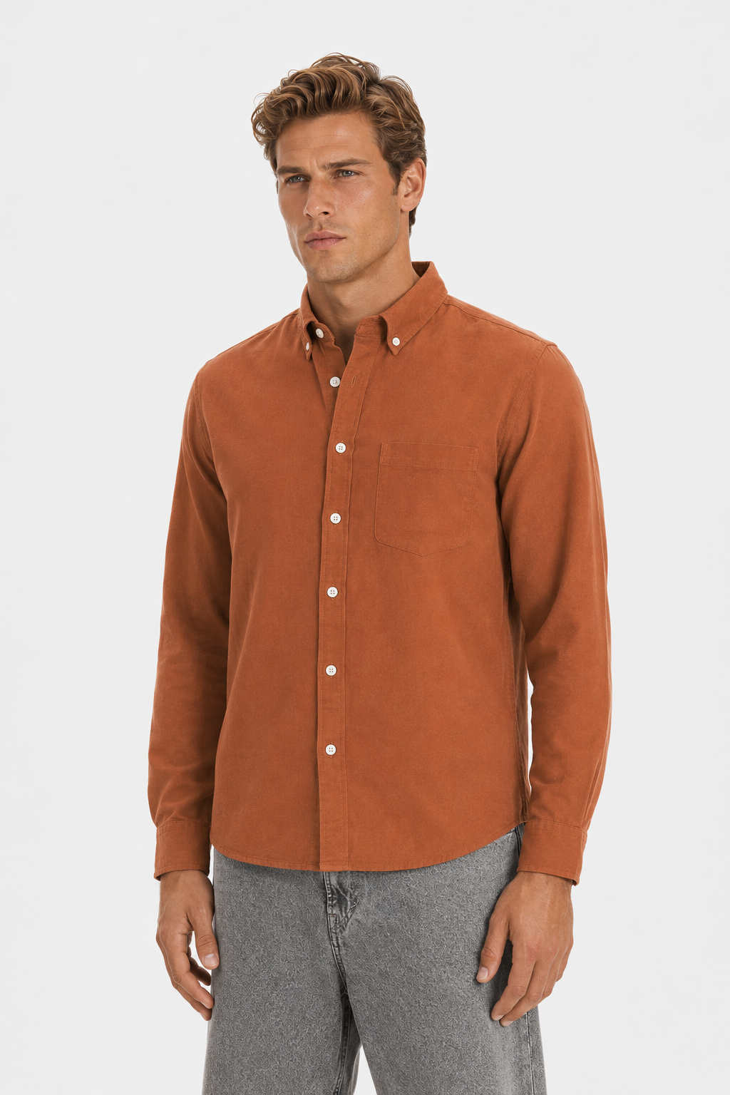 MENLEI F&N Co. Premium Copper Linen Cotton Shirt