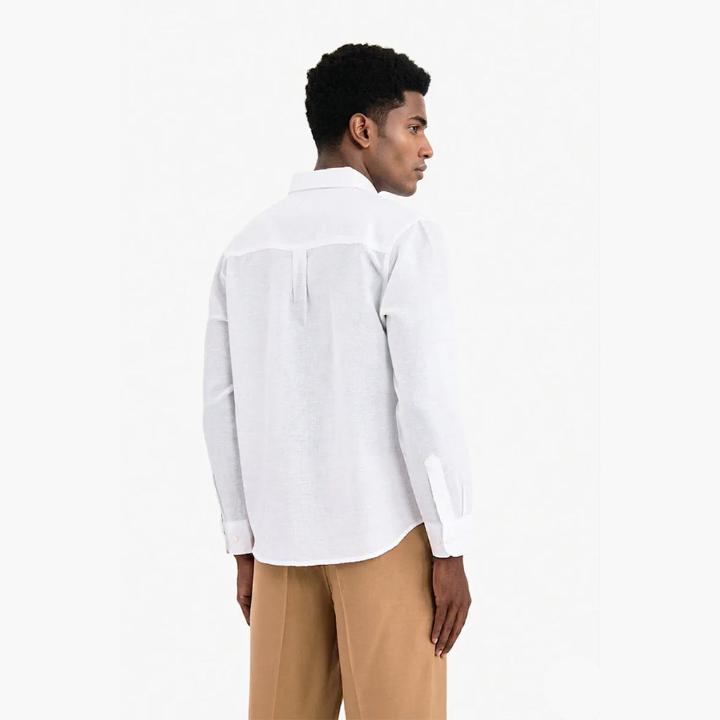 MENLEI White Linen Blend Shirt