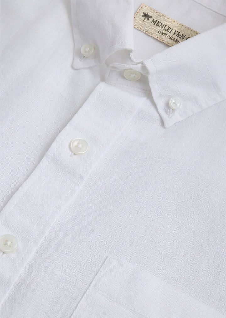 MENLEI White Linen Blend Shirt