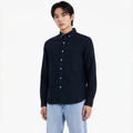 MENLEI Navy Blue Linen Blend Shirt