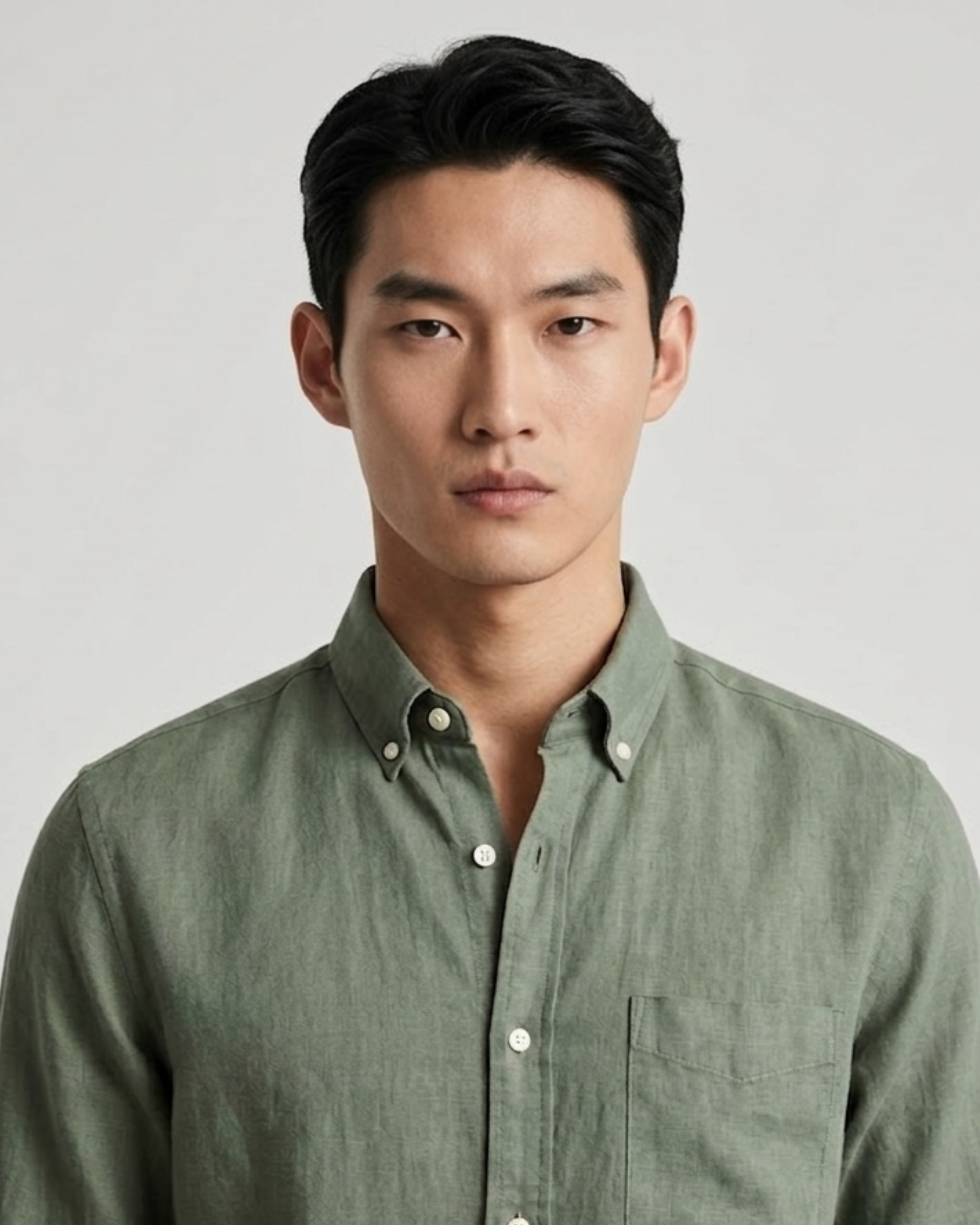 SAGA Men Green Linen Blend Casual Shirt