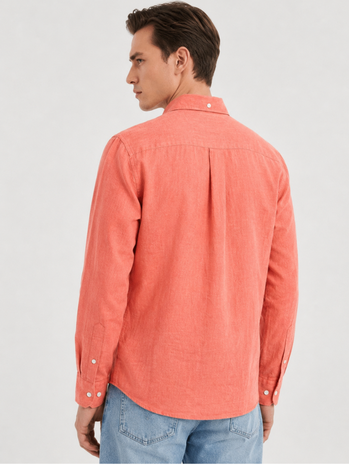 MEN LEI Men Coral Linen Blend Casual Shirt