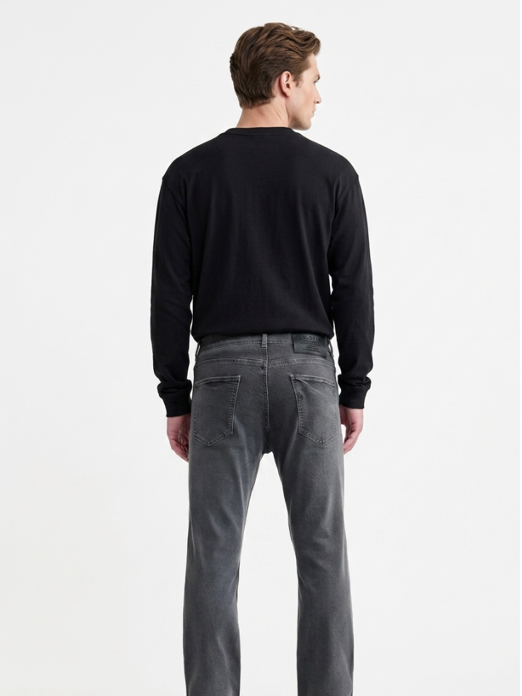 MENLEI Men Grey Slim Fit Jeans