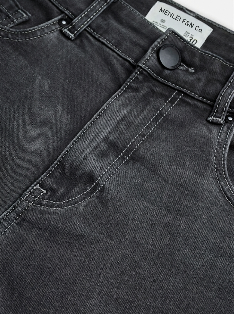 MENLEI Men Grey Slim Fit Jeans
