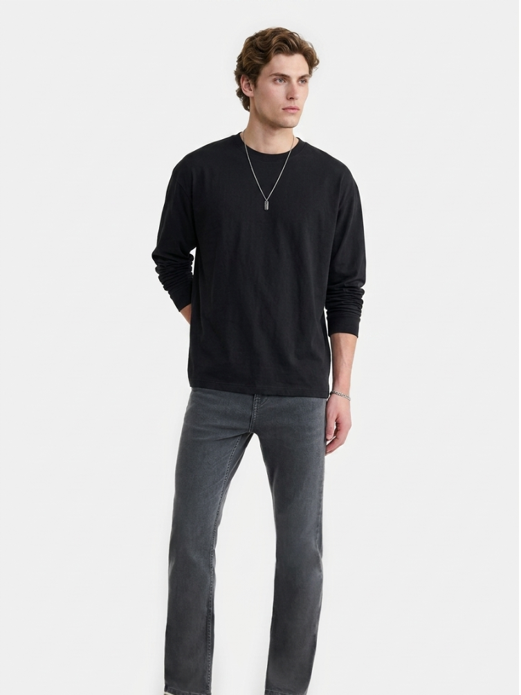 MENLEI Men Grey Slim Fit Jeans