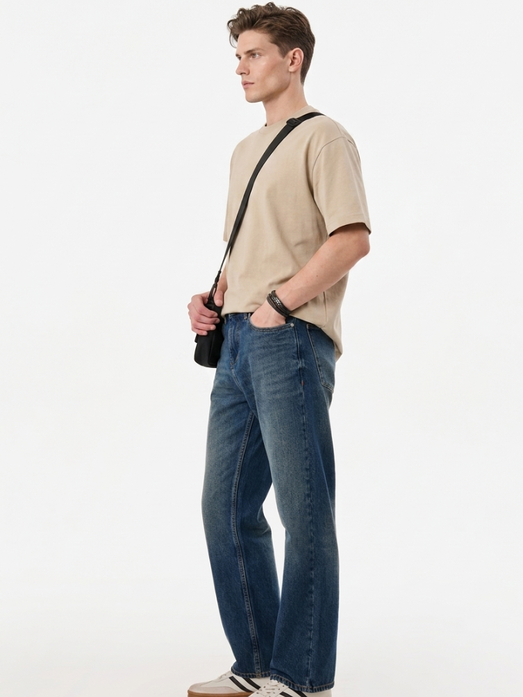 MENLEI Men Blue Straight Fit Jeans