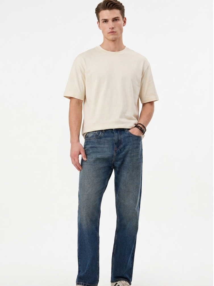 MENLEI Men Blue Straight Fit Jeans