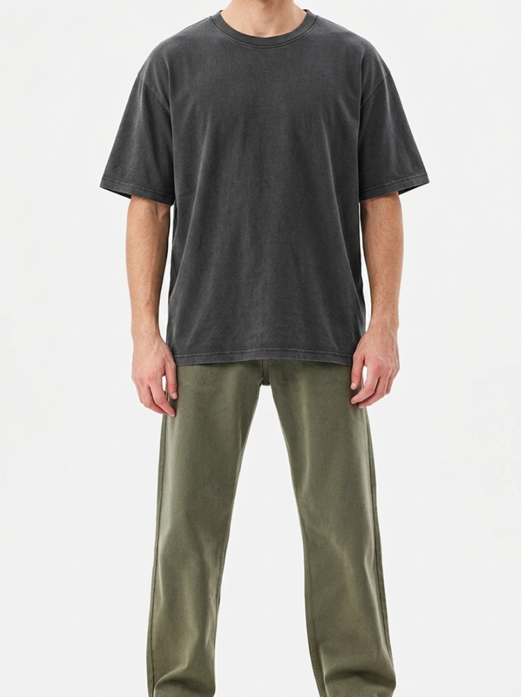 MENLEI Men Olive Green Straight Fit Jeans