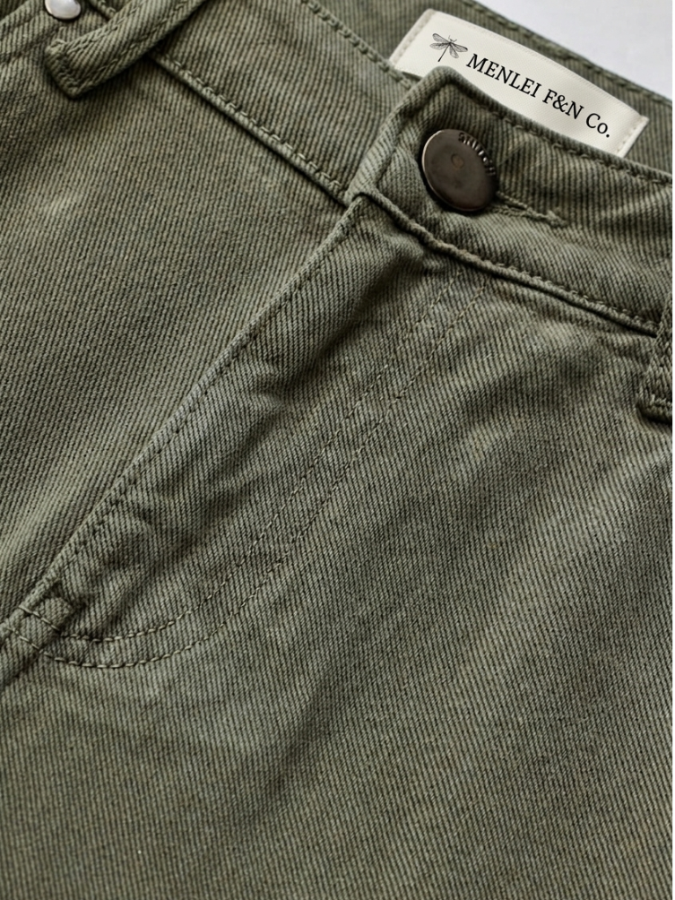 MENLEI Men Olive Green Straight Fit Jeans