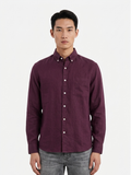 MEN LEI Men Plum Linen Blend Casual Shirt