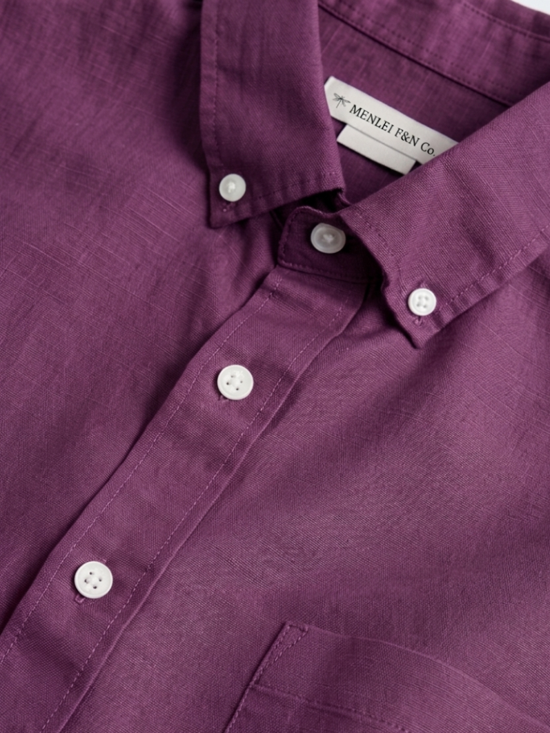 MEN LEI Men Plum Linen Blend Casual Shirt