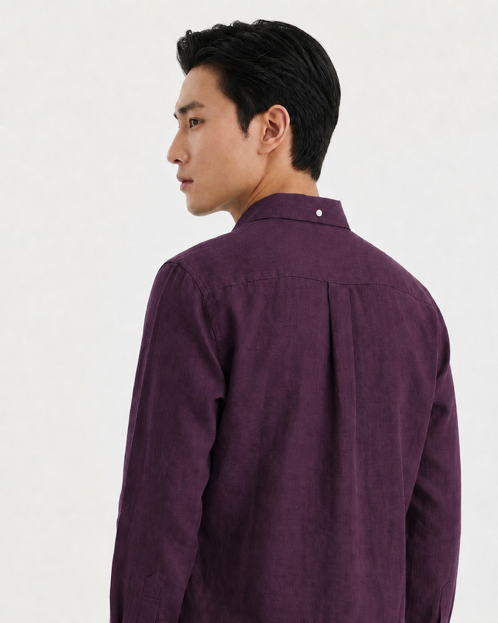 MEN LEI Men Plum Linen Blend Casual Shirt