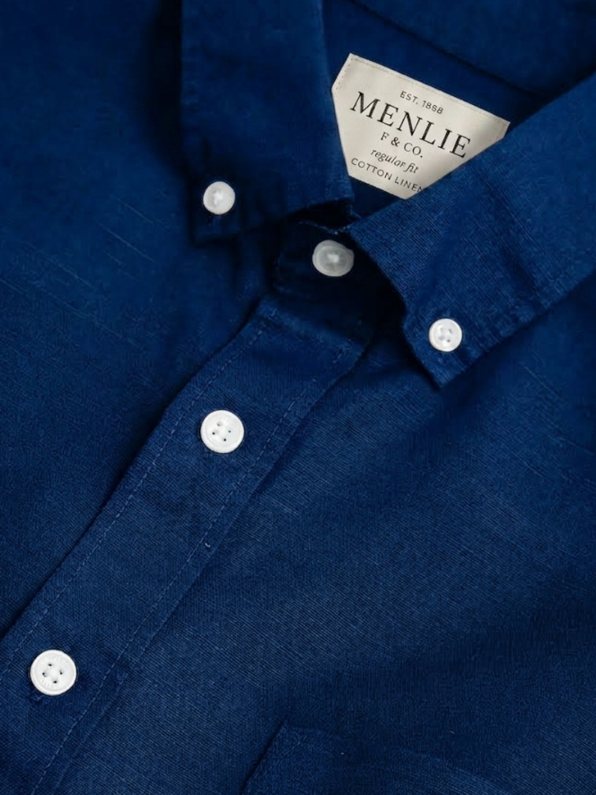 MENLIE F & CO Royal Blue Premium Linen Blend Shirt