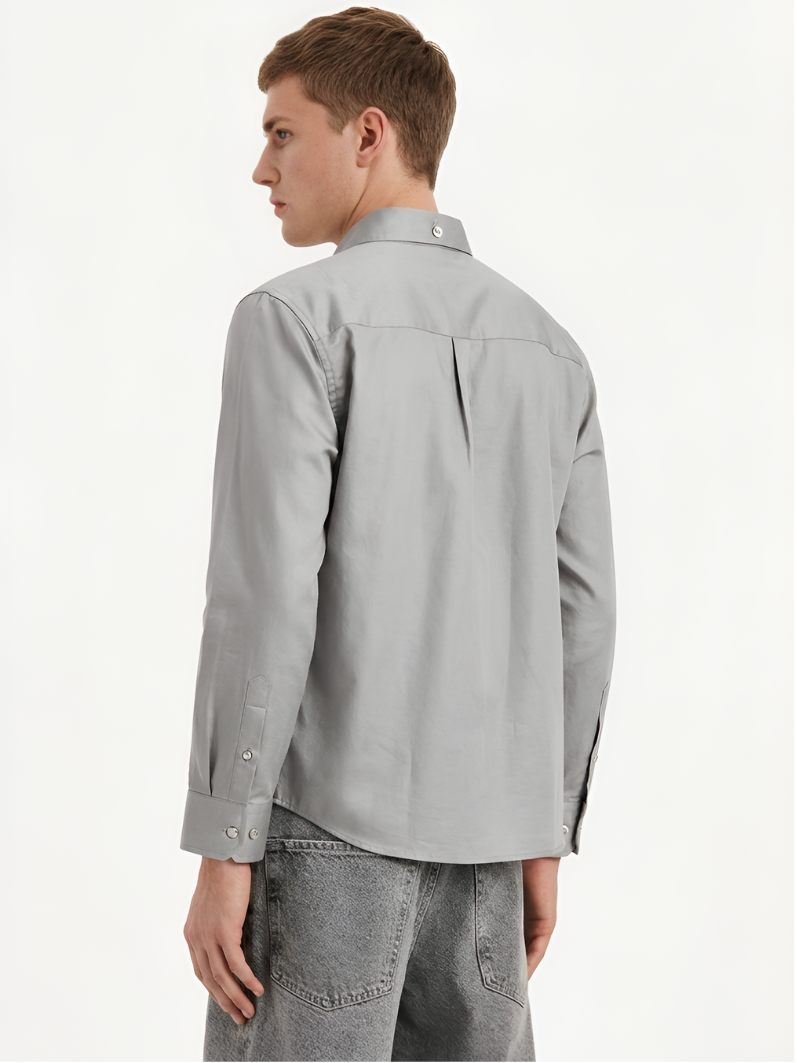 MEN LEI Men Silver Linen Blend Casual Shirt