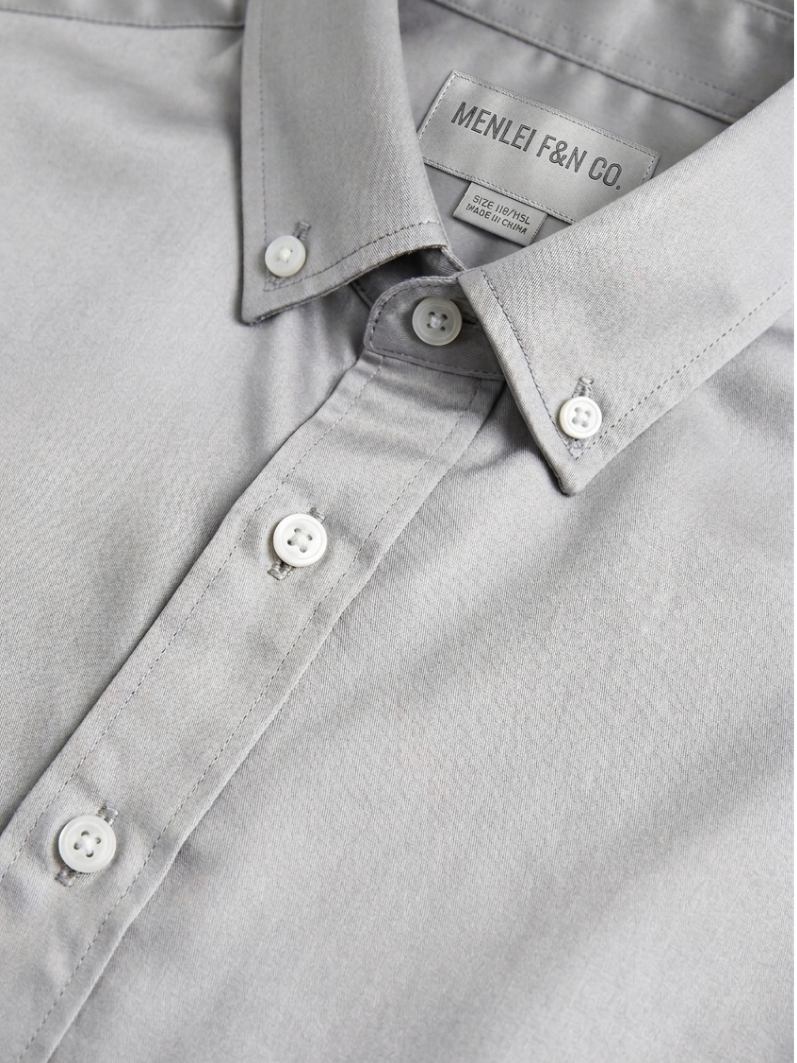 MEN LEI Men Silver Linen Blend Casual Shirt