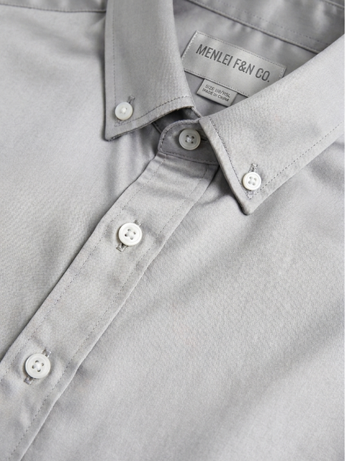 MEN LEI Men Silver Linen Blend Casual Shirt