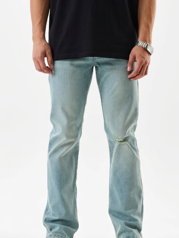 MENLEI Men Blue Faded Straight Fit Jeans