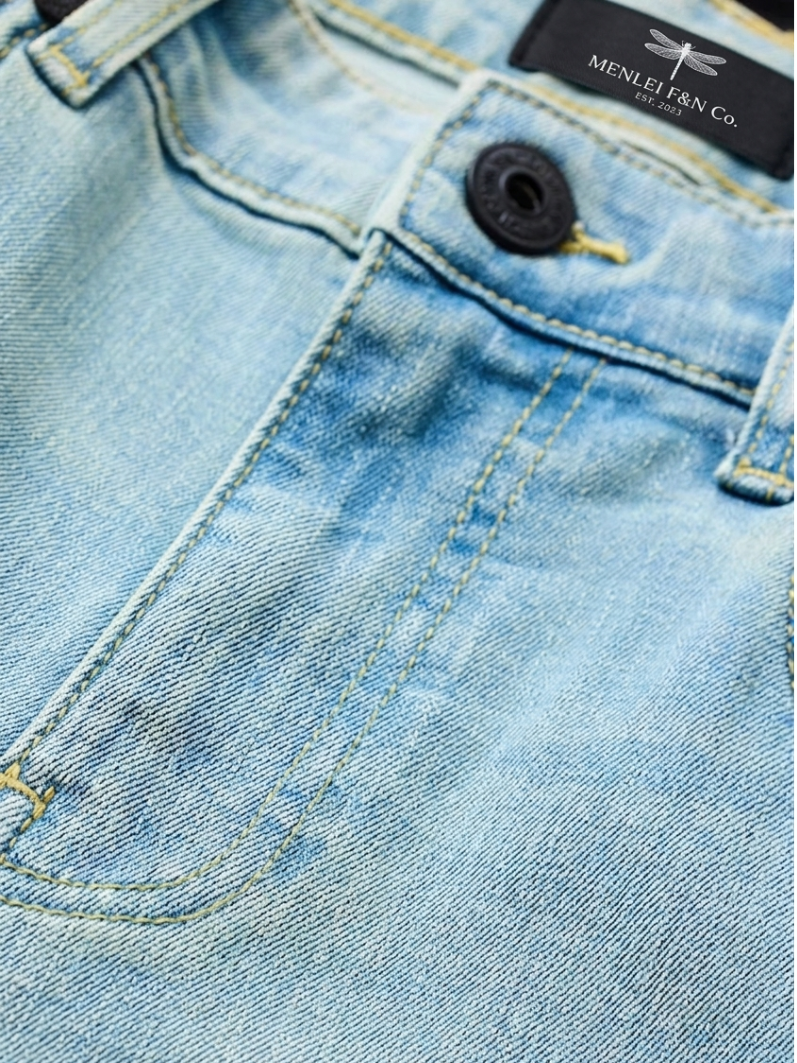 MENLEI Men Blue Faded Straight Fit Jeans